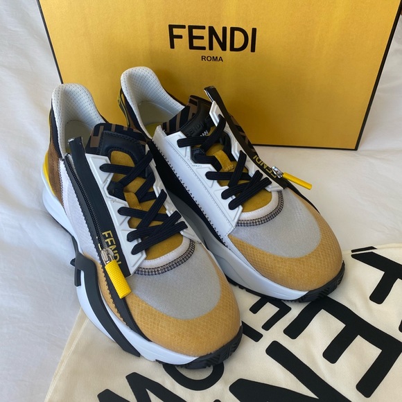 Fendi Shoes Brand New Fendi Flow Sneakers Yellow Nylon And Suede